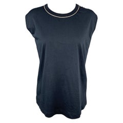 Used DRIES VAN NOTEN Size L Navy Jersey Cotton Rhinestone T-Shirt