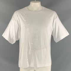 DRIES VAN NOTEN Size L White Embroidery Cotton Crew-Neck T-shirt