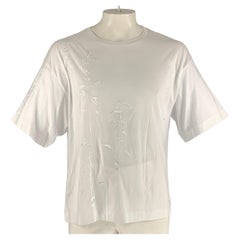 DRIES VAN NOTEN Size L White Embroidery Cotton Crew-Neck T-shirt