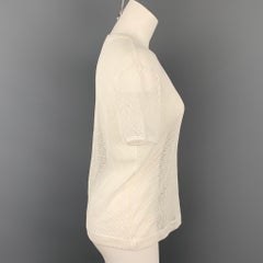 DRIES VAN NOTEN Size L White Mesh Cotton T-Shirt