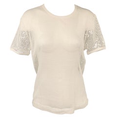 DRIES VAN NOTEN Size L White Mesh Cotton T-Shirt