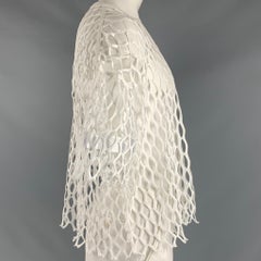 DRIES VAN NOTEN Size L White Mesh Polyester Cropped Pullover