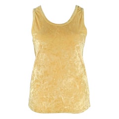 DRIES VAN NOTEN Talla L Top Casual Cuello Redondo Velour Amarillo