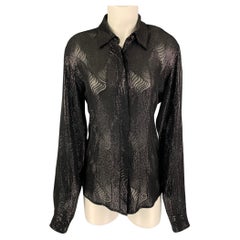 DRIES VAN NOTEN Size M Black Viscose Sequined Hidden Placket Shirt