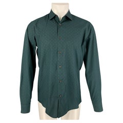 DRIES VAN NOTEN Size M Dark Green & Brown Rhombus Cotton Long Sleeve Shirt
