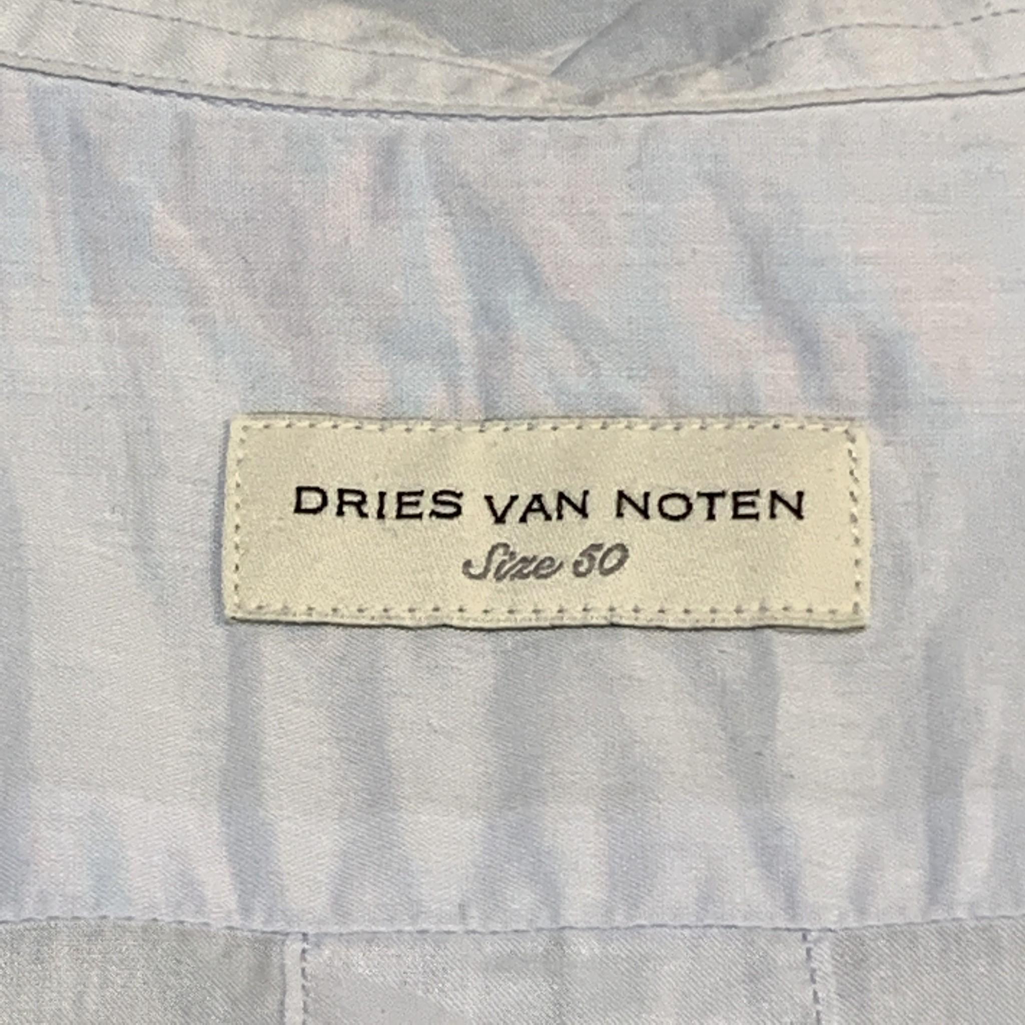 Men's DRIES VAN NOTEN Size M Light Blue Cotton Button Up Patch Pocket Cuffed Shirt