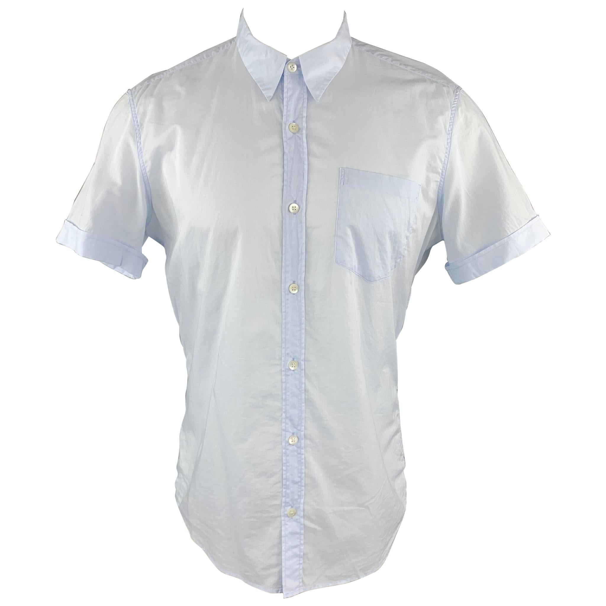 DRIES VAN NOTEN Size M Light Blue Cotton Button Up Patch Pocket Cuffed Shirt