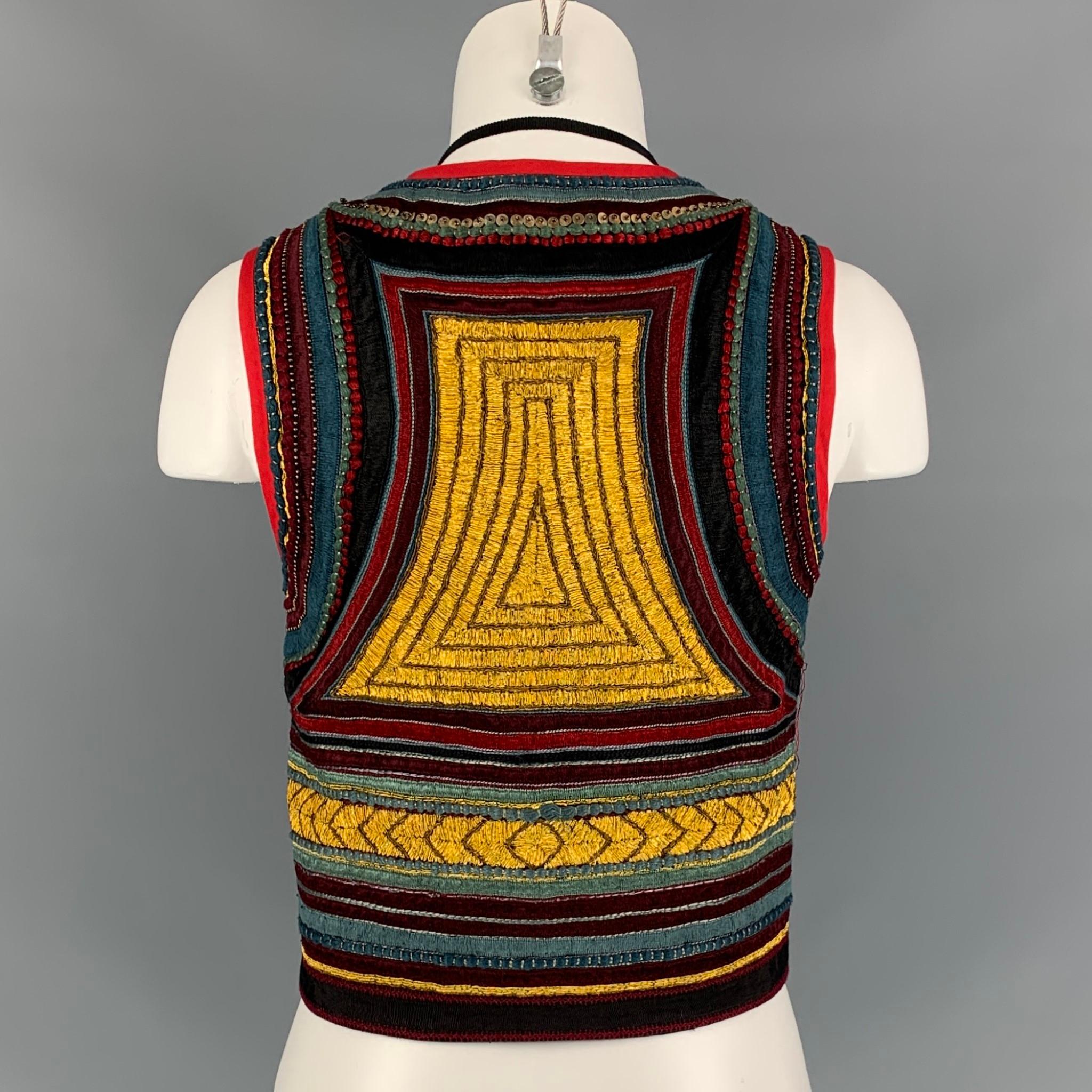 Beige DRIES VAN NOTEN Size M Multi-Color Cotton Embroidered Cropped Vest