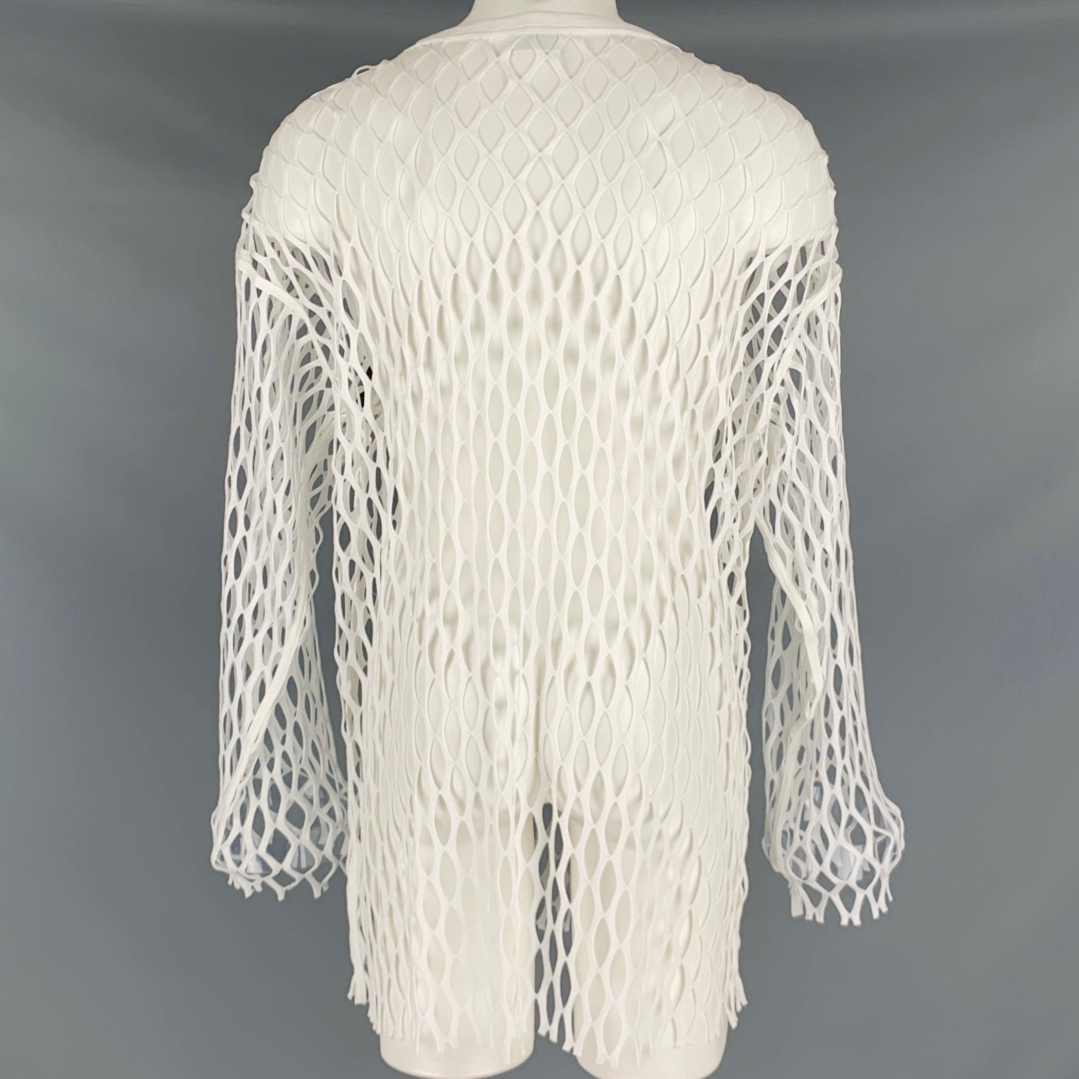 Men's DRIES VAN NOTEN Size M White Mesh Polyester Crew Neck Pullover For Sale