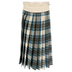 DRIES VAN NOTEN Size One Size Blue Grey Plaid Kilt Skirt