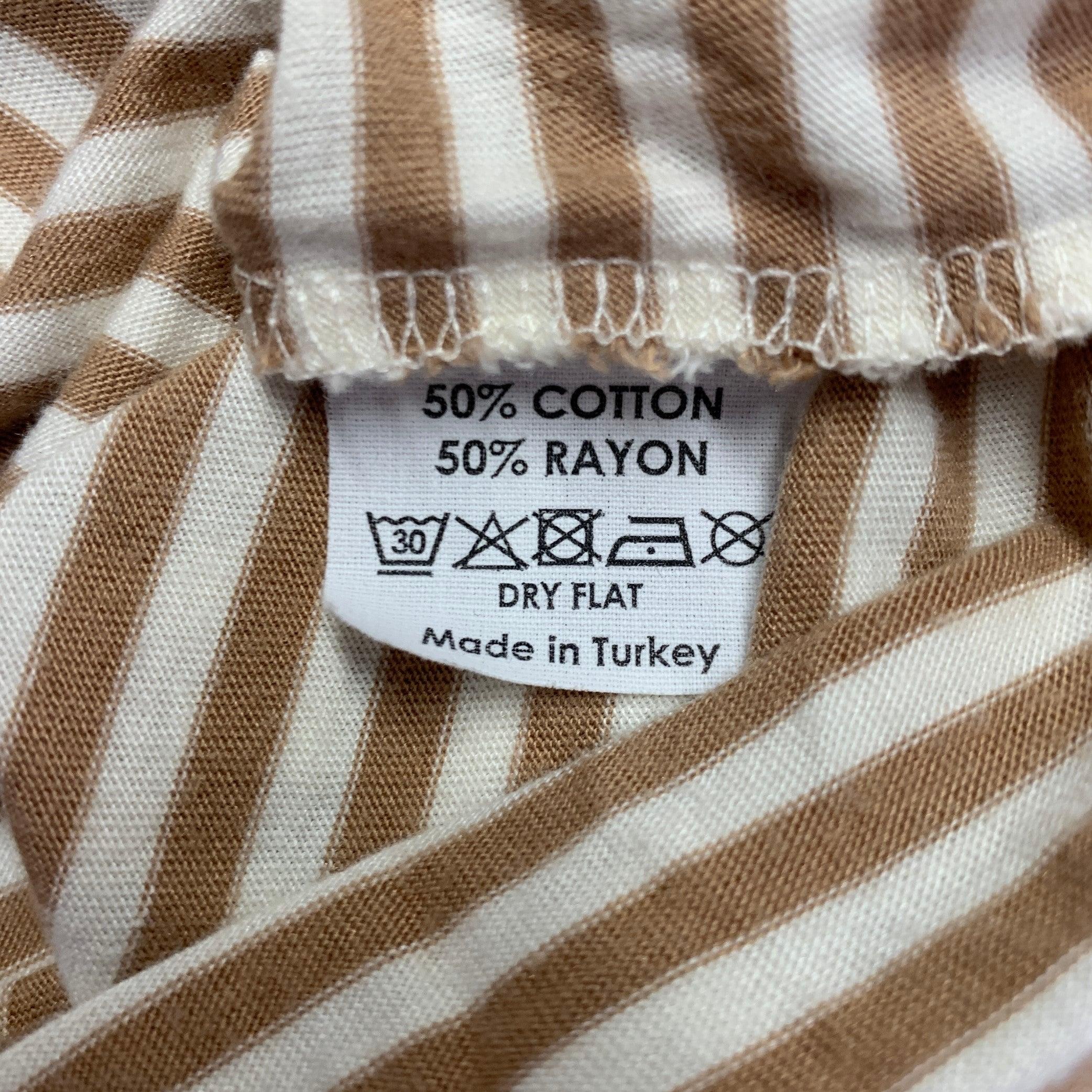DRIES VAN NOTEN Size S Beige Cream Stripe Cotton Blend Long Sleeve T-shirt For Sale 1