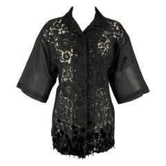 DRIES VAN NOTEN Size S Black Cotton Blend Payettes Short Sleeve Shirt