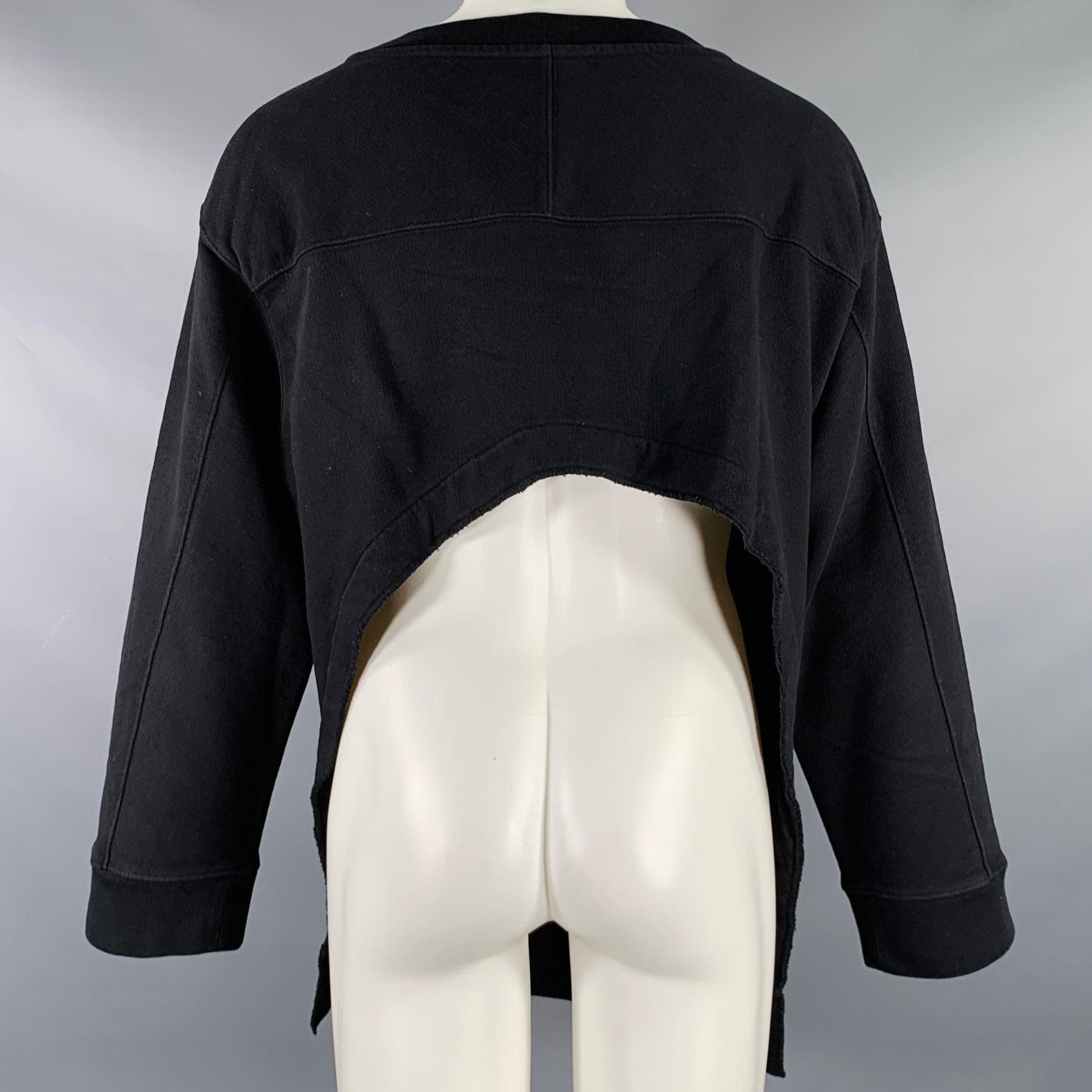 DRIES VAN NOTEN Talla S Sudadera negra de algodón recortado con cuello redondo Negro en venta