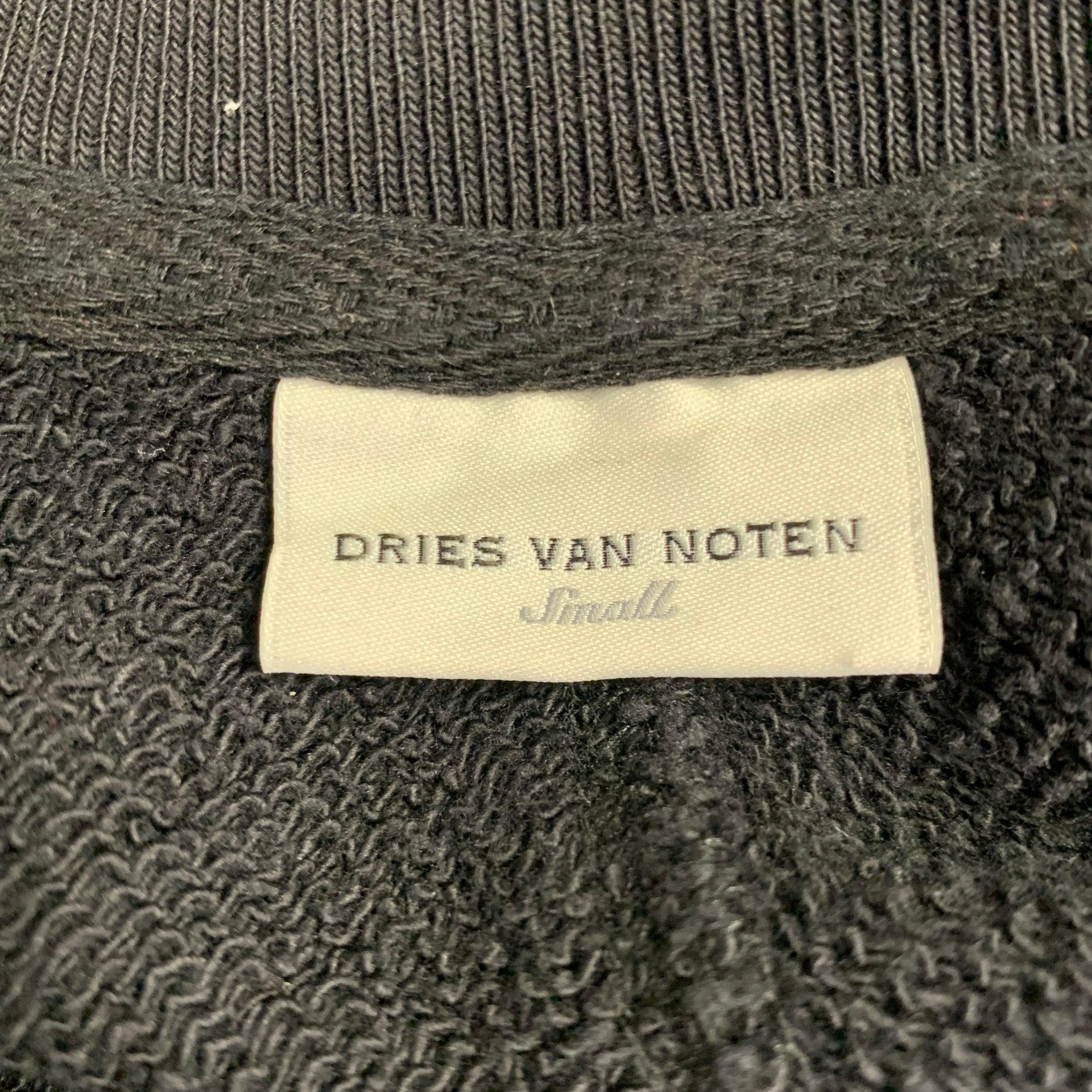 DRIES VAN NOTEN Talla S Sudadera negra de algodón recortado con cuello redondo en Excelente estado para la venta en San Francisco, CA