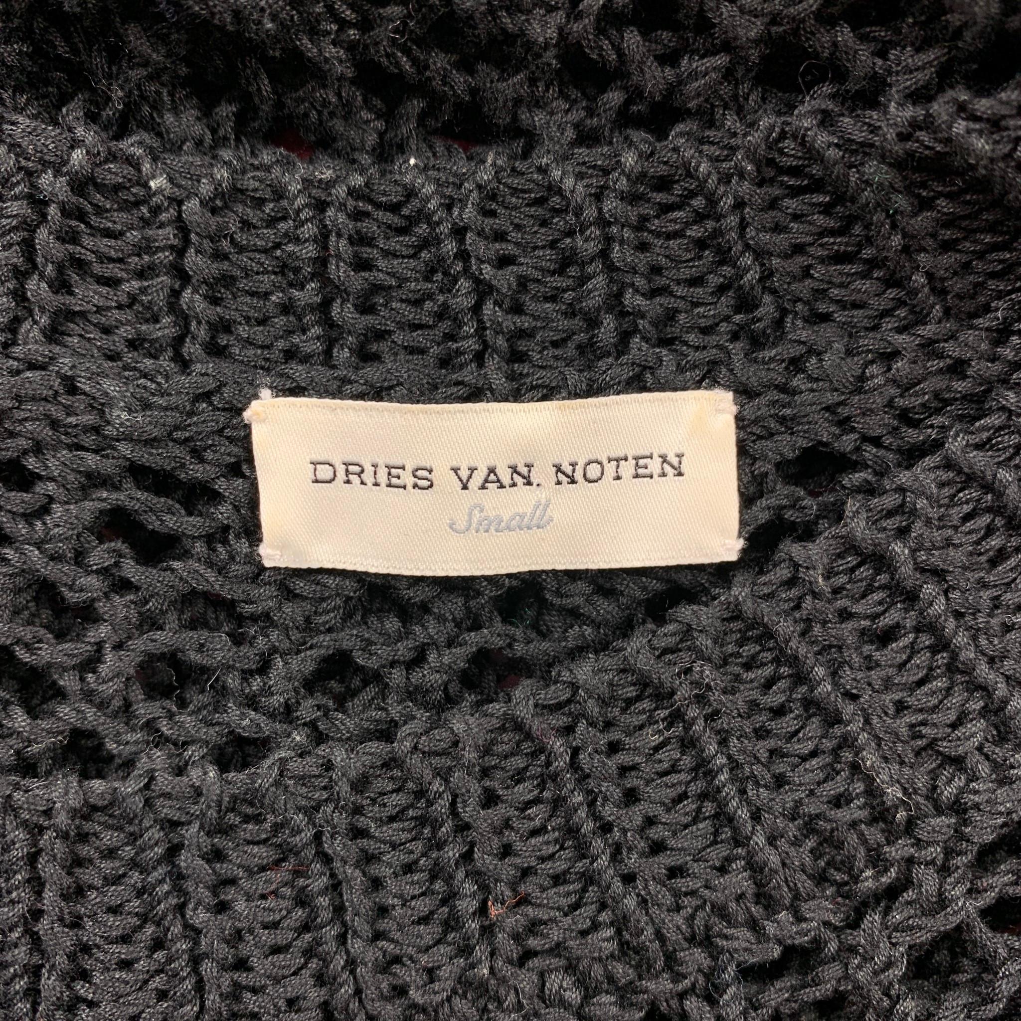 Men's DRIES VAN NOTEN Size S Black Knitted Cotton Crew-Neck Vest