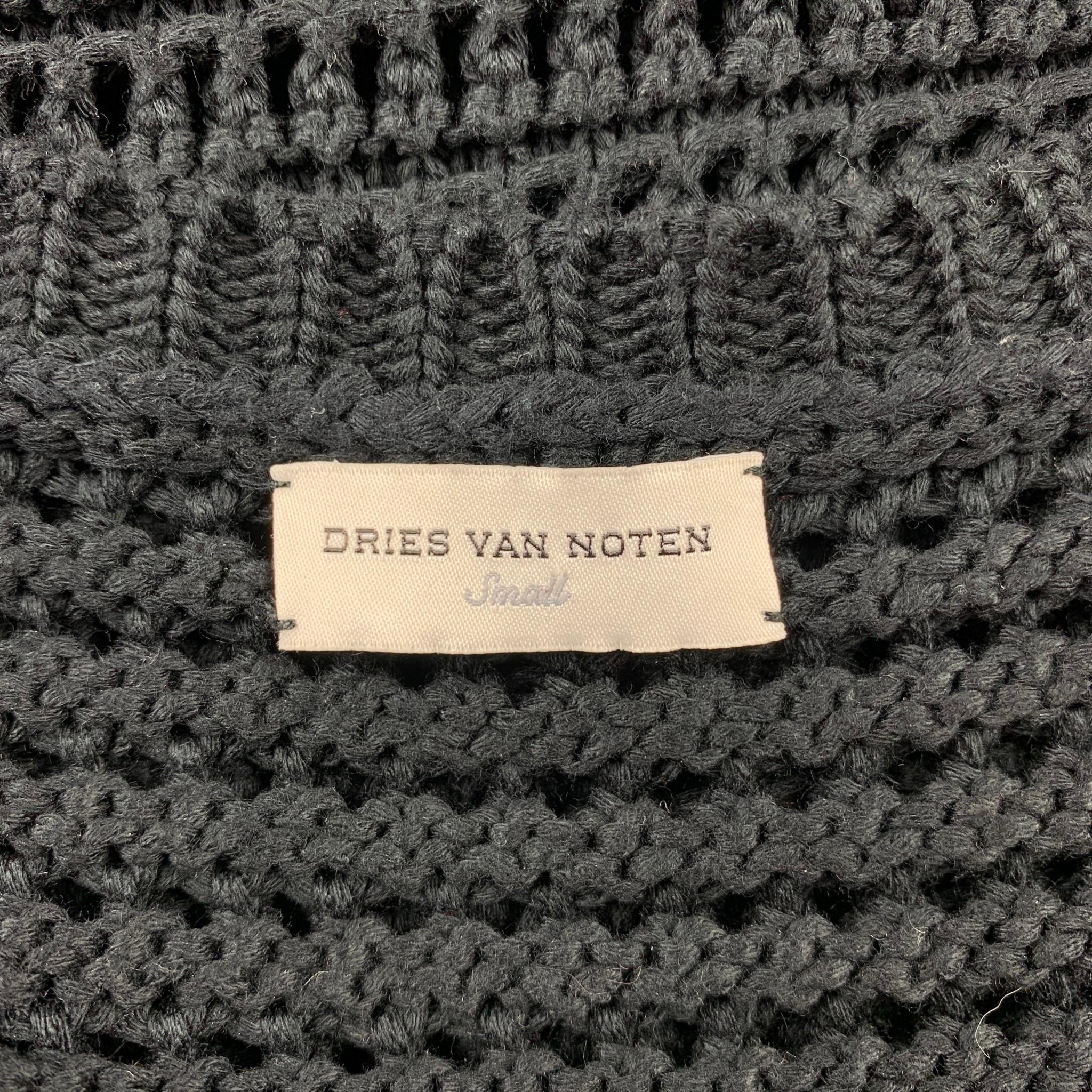 Men's DRIES VAN NOTEN Size S Black Knitted Cotton Crew-Neck Vest