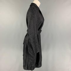 DRIES VAN NOTEN Size S Black Silk Hidden Snaps Belted Coat
