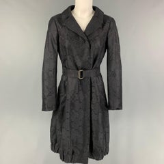 DRIES VAN NOTEN Size S Black Silk Hidden Snaps Belted Coat