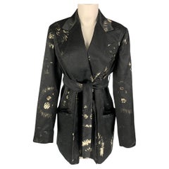 DRIES VAN NOTEN Size S Black Silver Gold Jacquard Jacket Blazer