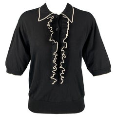 Dries van Noten - Polo bicolore in cotone e viscosa bianca e nera - taglia S.S. White