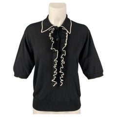 DRIES VAN NOTEN Size S Black & White Viscose / Cotton Two Tone Polo Shirt