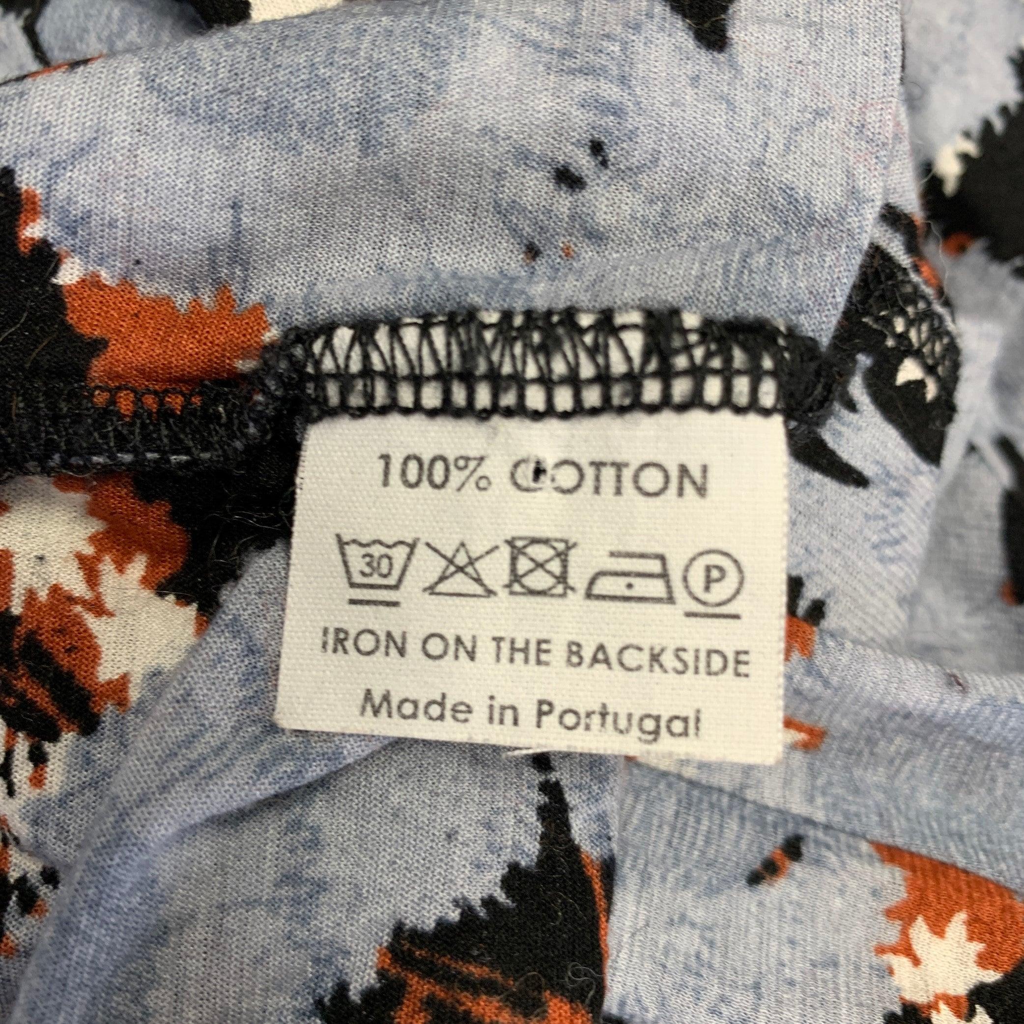 Women's DRIES VAN NOTEN Size S Blue Black Brown Cotton Abstract Floral Blouse