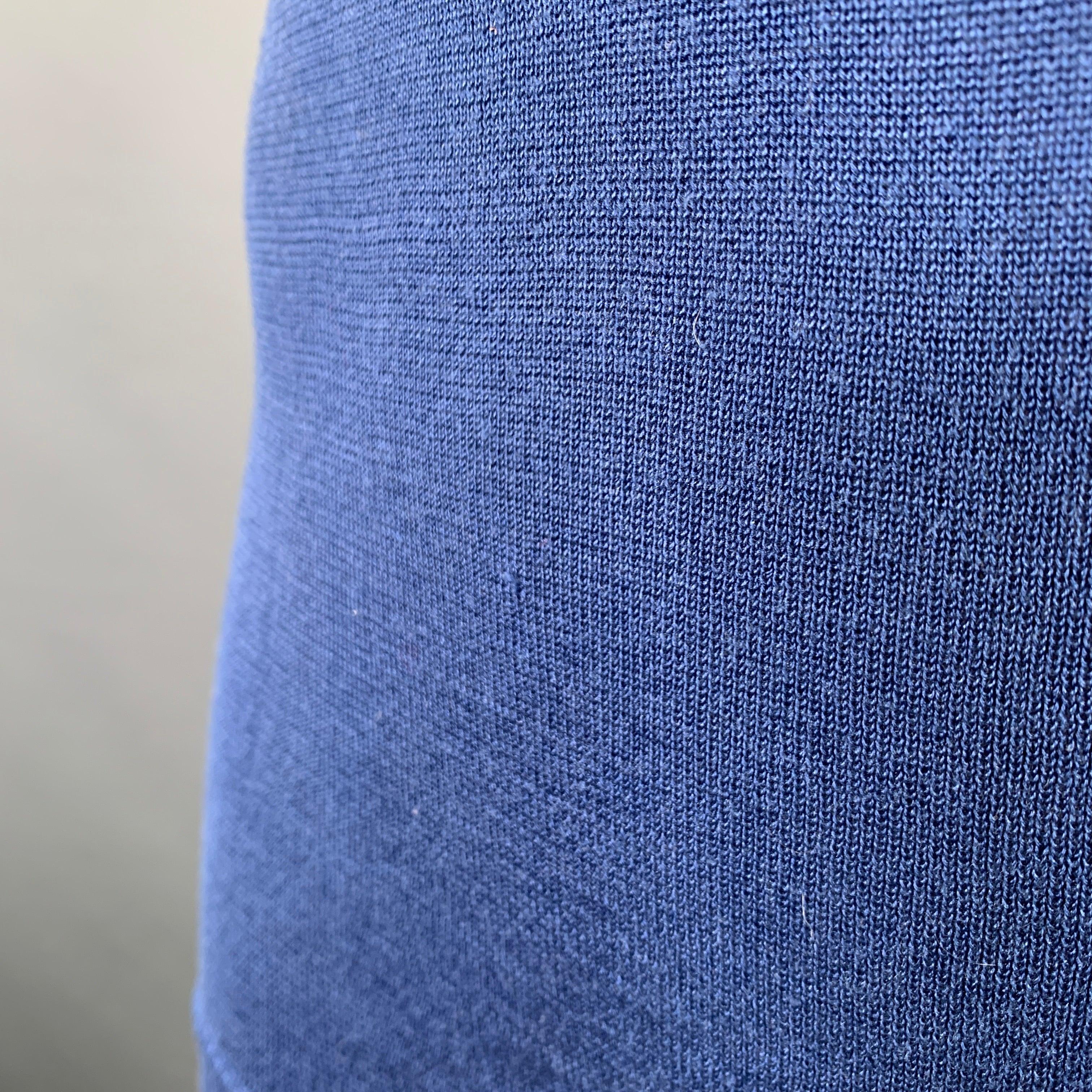Women's DRIES VAN NOTEN Size S Blue Silk Knit Cross Back Bodysuit Casual Top For Sale