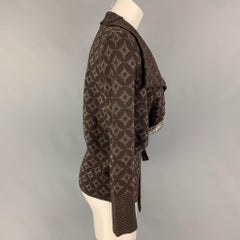 DRIES VAN NOTEN Size S Brown Copper Wool Rayon Abstract Cardigan
