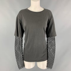 DRIES VAN NOTEN Size S Charcoal Mesh Black Cotton & Polyester Pullover