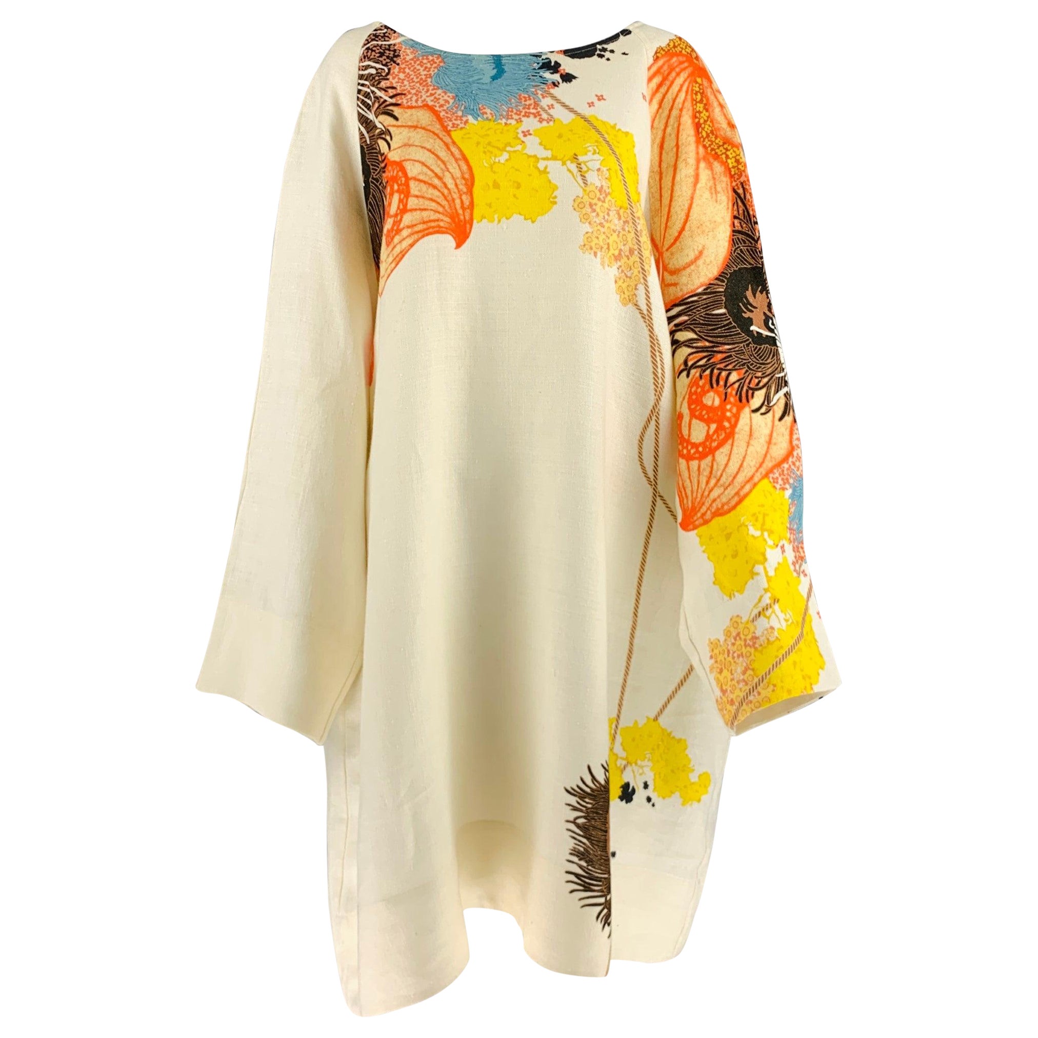 Robe oversize Robe à fleurs abstraites en lin multicolore crème Robe de Robe VAN NOTEN Taille S