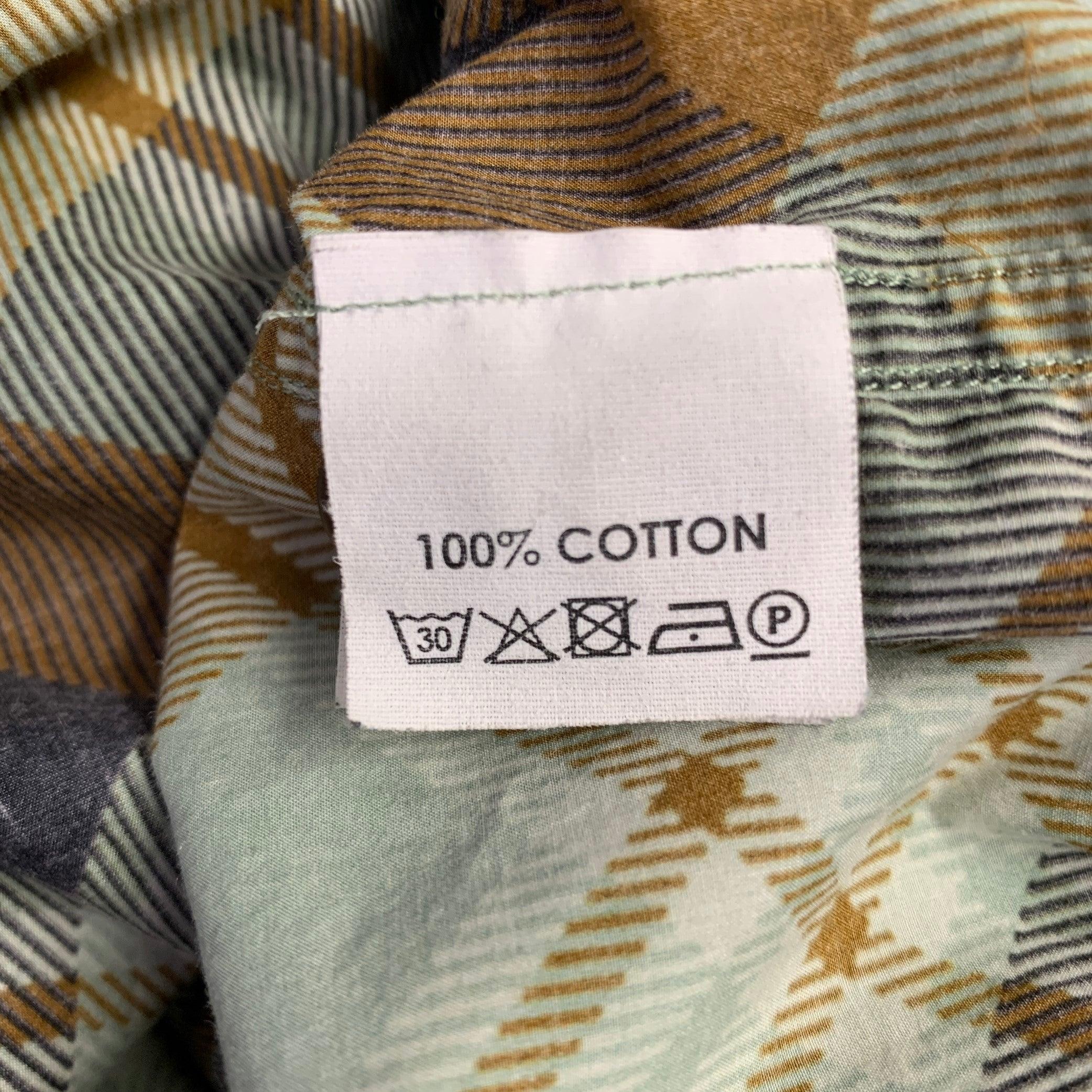DRIES VAN NOTEN Größe S Grün Braun Baumwolle Kariertes Hemdkleid im Angebot 2