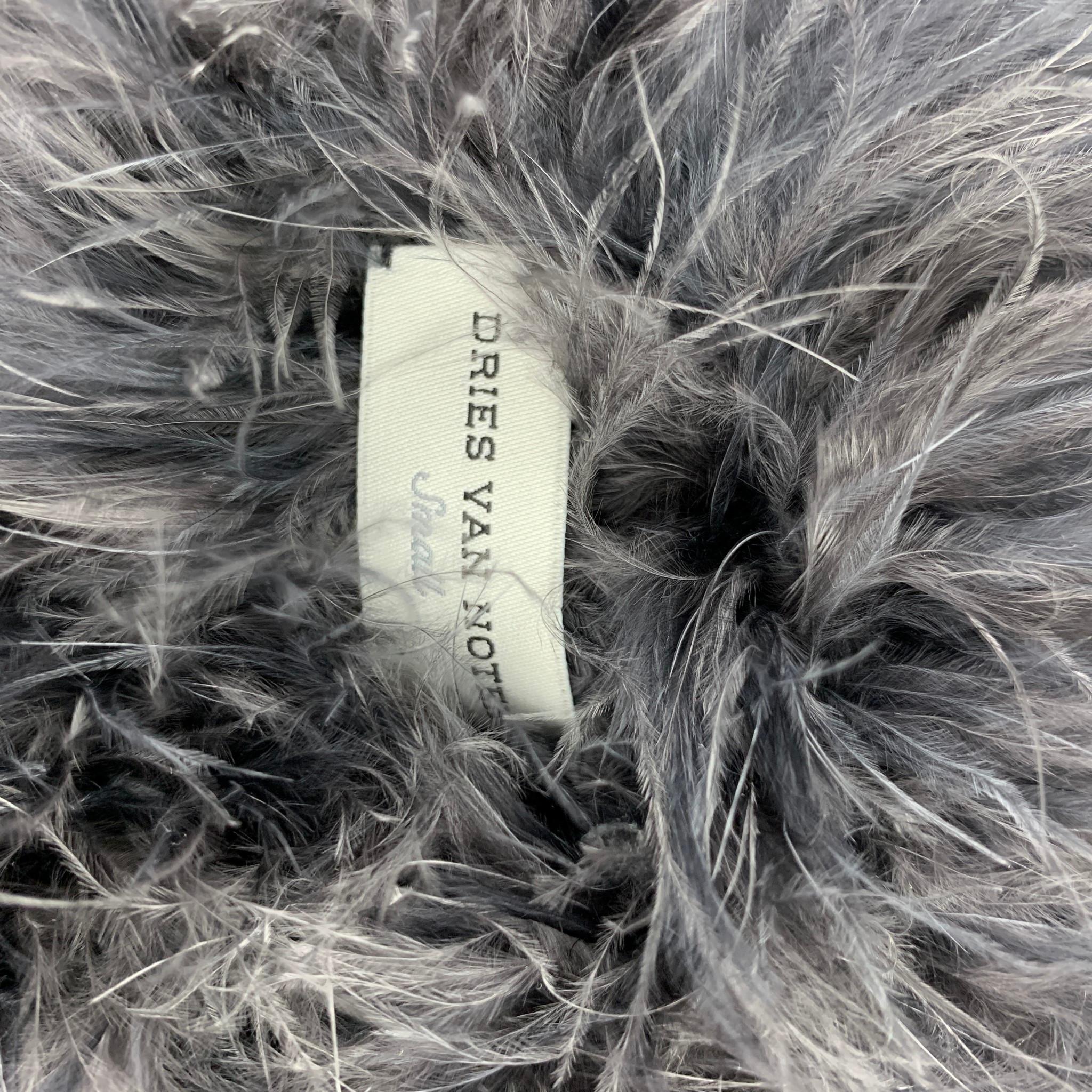 DRIES VAN NOTEN Size S Grey Feathers Oversized Pullover Vest In Good Condition In San Francisco, CA