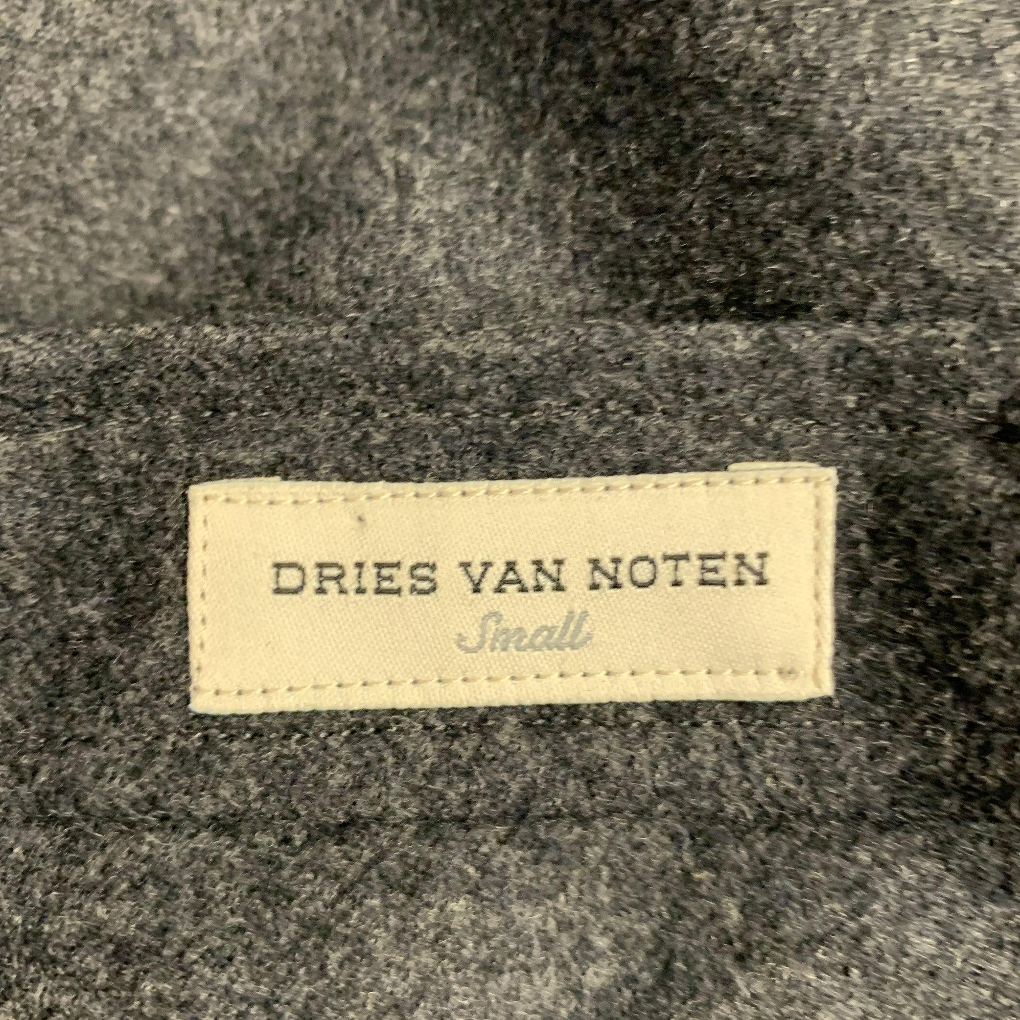 DRIES VAN NOTEN Size S Grey Wool Cashmere Collarless Zip Up Coat Pour femmes en vente
