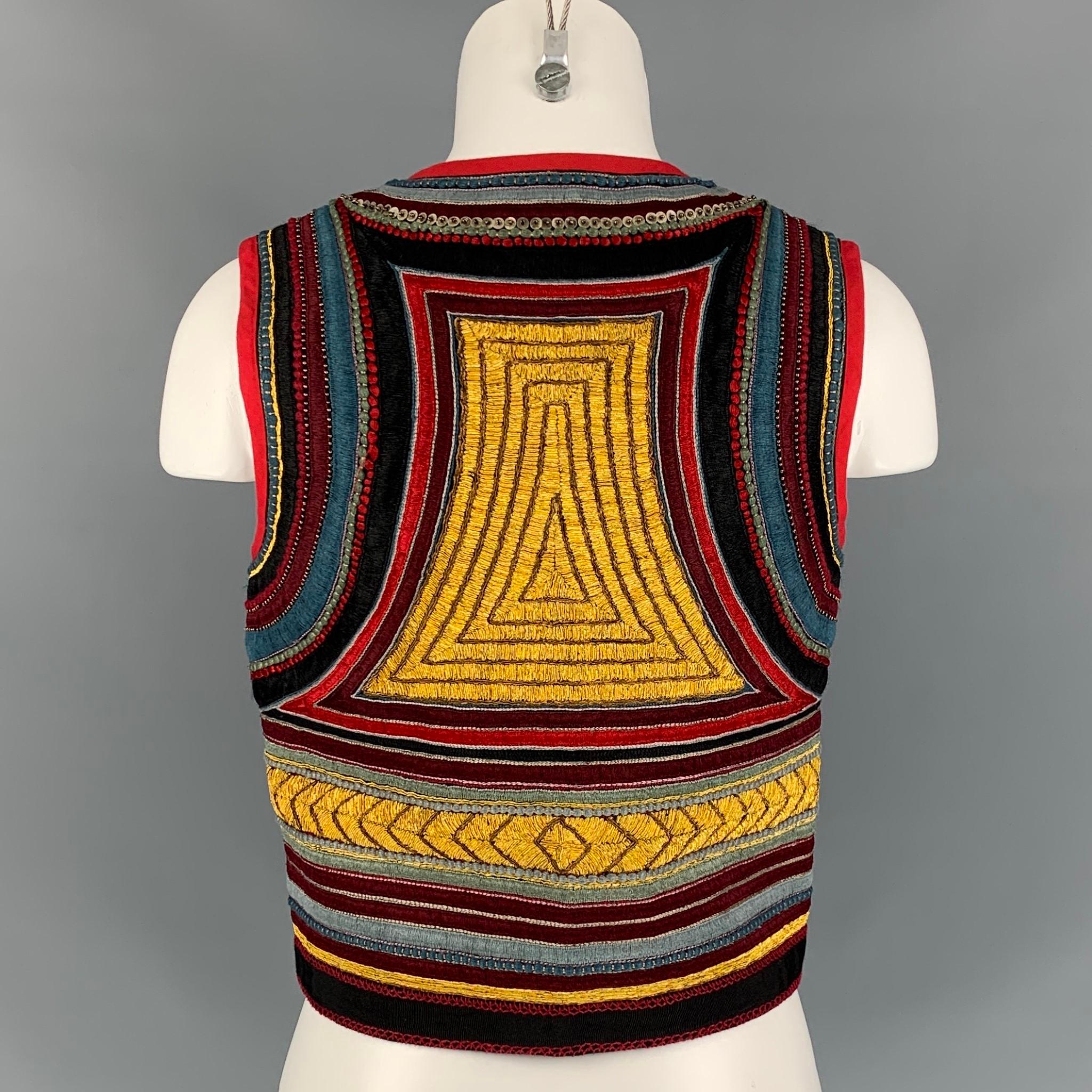 Beige DRIES VAN NOTEN Size S Multi-Color Cotton Embroidered Cropped Vest