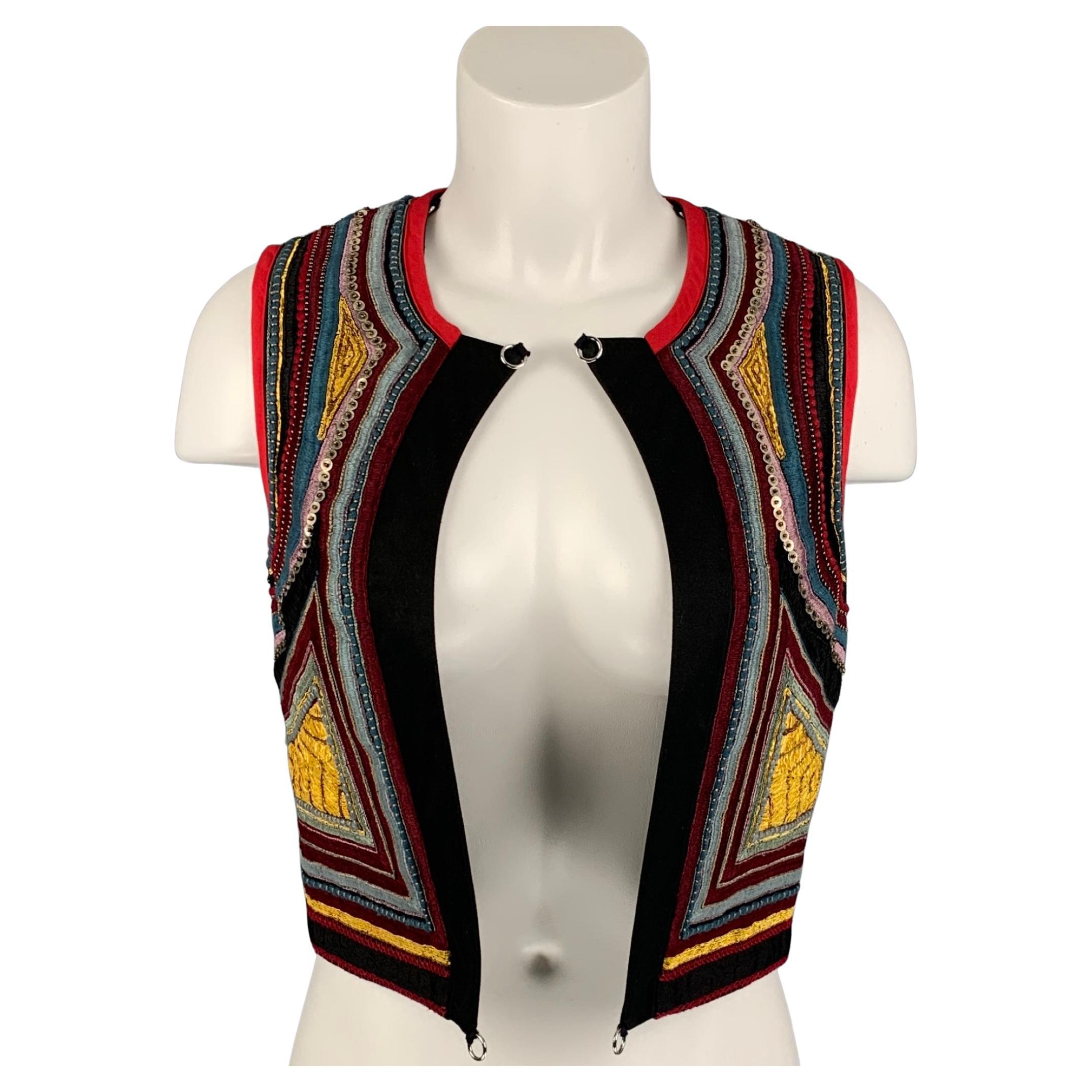 DRIES VAN NOTEN Size S Multi-Color Cotton Embroidered Cropped Vest at  1stDibs