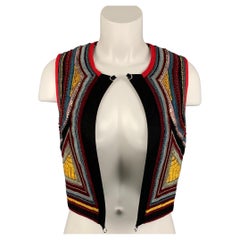 DRIES VAN NOTEN Size S Multi-Color Cotton Embroidered Cropped Vest