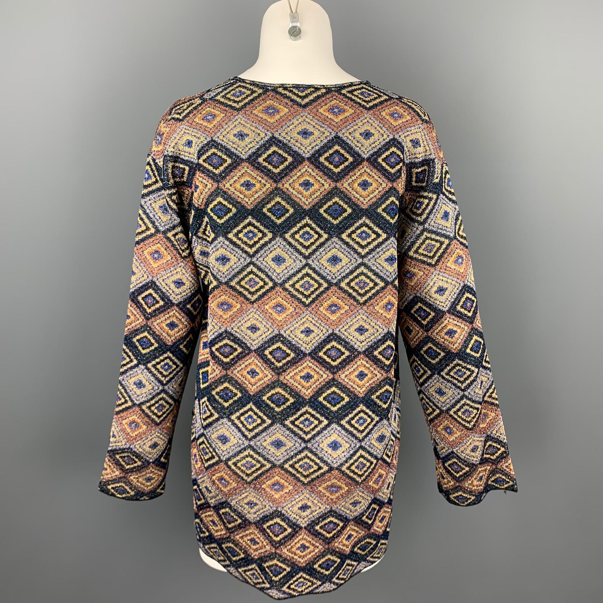 DRIES VAN NOTEN Size S Multi-Color Jacquard Geometric Polyester Blend Blouse In Good Condition In San Francisco, CA