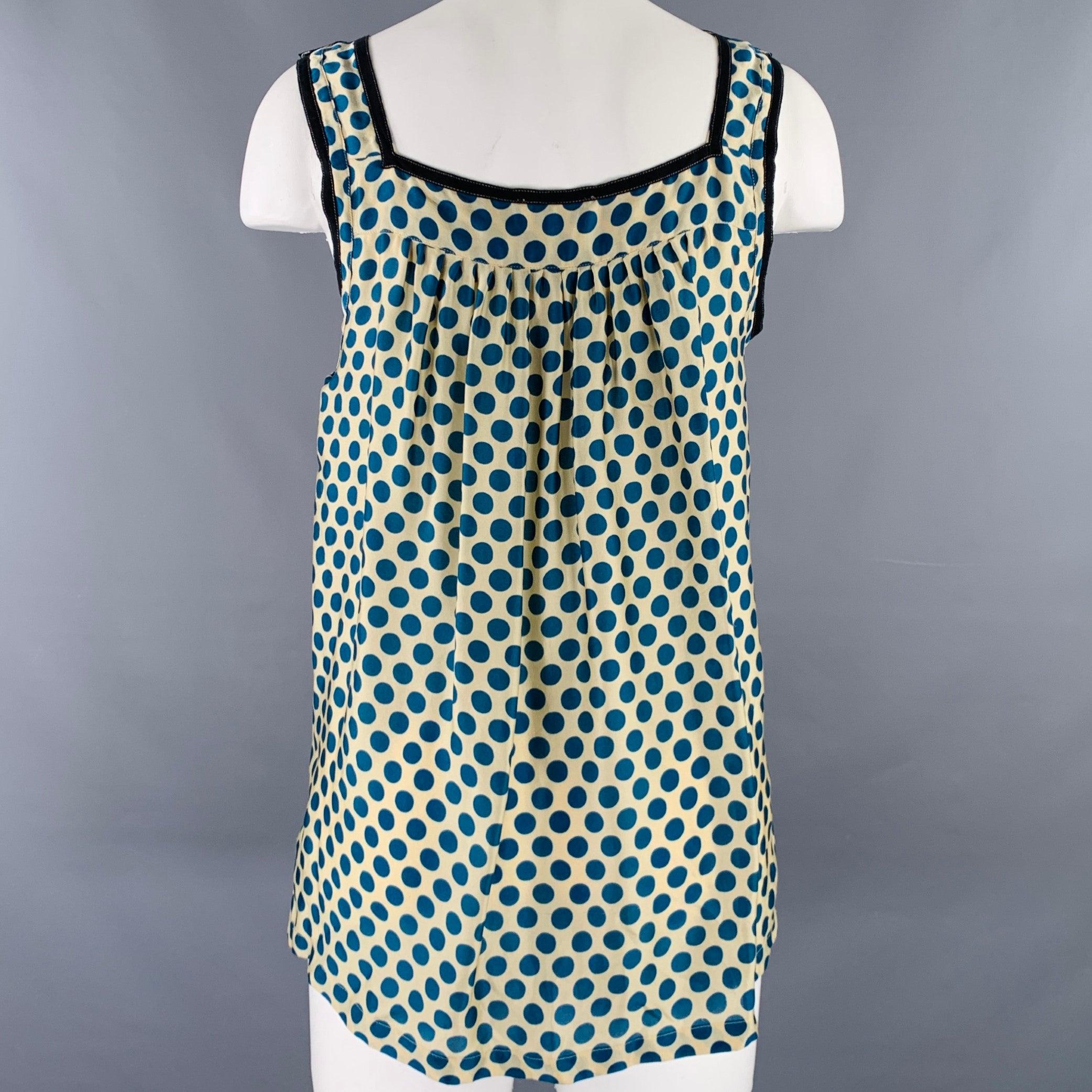 DRIES VAN NOTEN Tallas S Top casual de lunares de seda multicolor en Excelente estado para la venta en San Francisco, CA