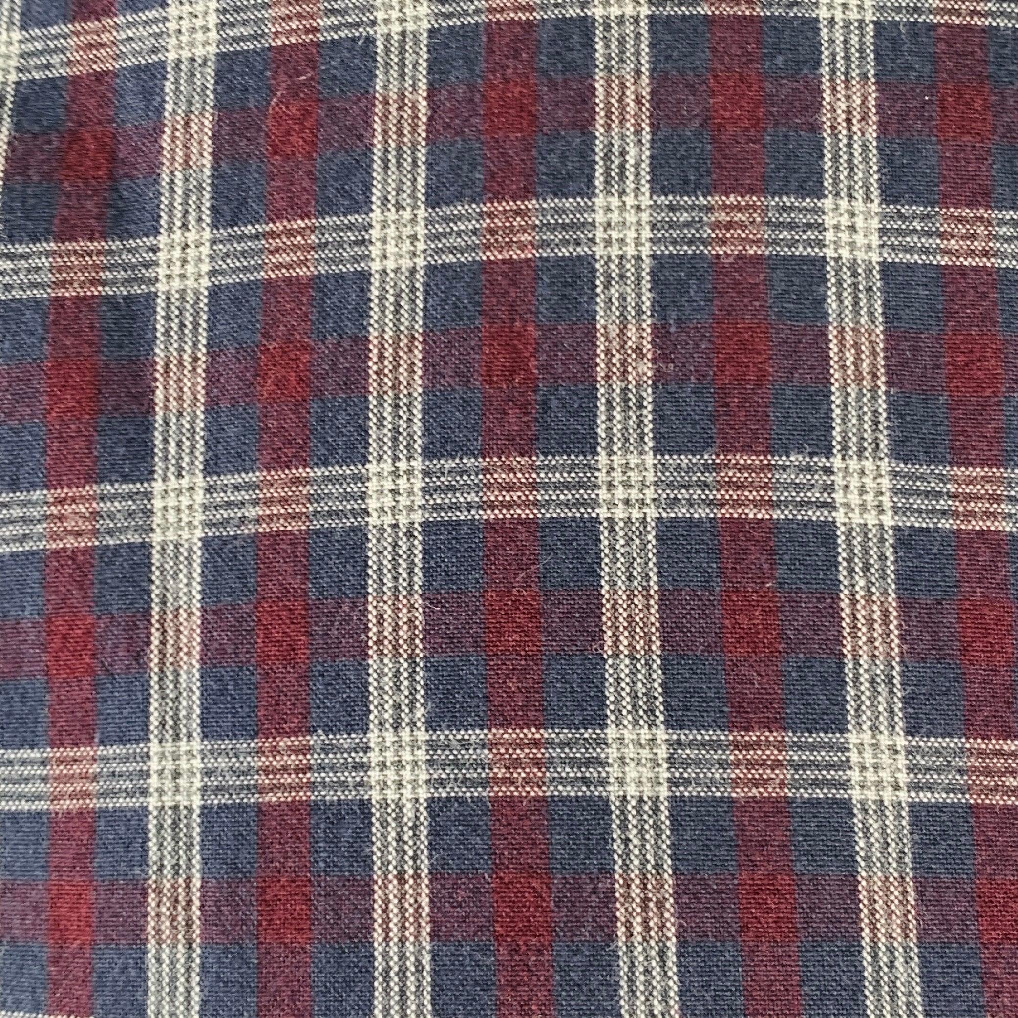DRIES VAN NOTEN long sleeve shirt
in a navy and burgundy cotton woven fabric featuring a plaid pattern, one pocket, and button closure. Made in Hungary. Note: the sleeves are slightly uneven. Please double check measurements.Excellent Pre-Owned