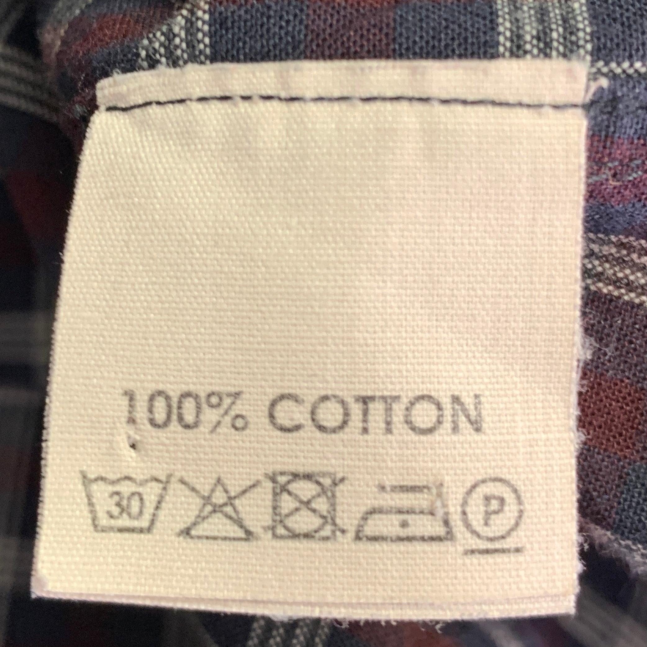 DRIES VAN NOTEN Size S Navy Burgundy Plaid Cotton Button Down Long Sleeve Shirt For Sale 1