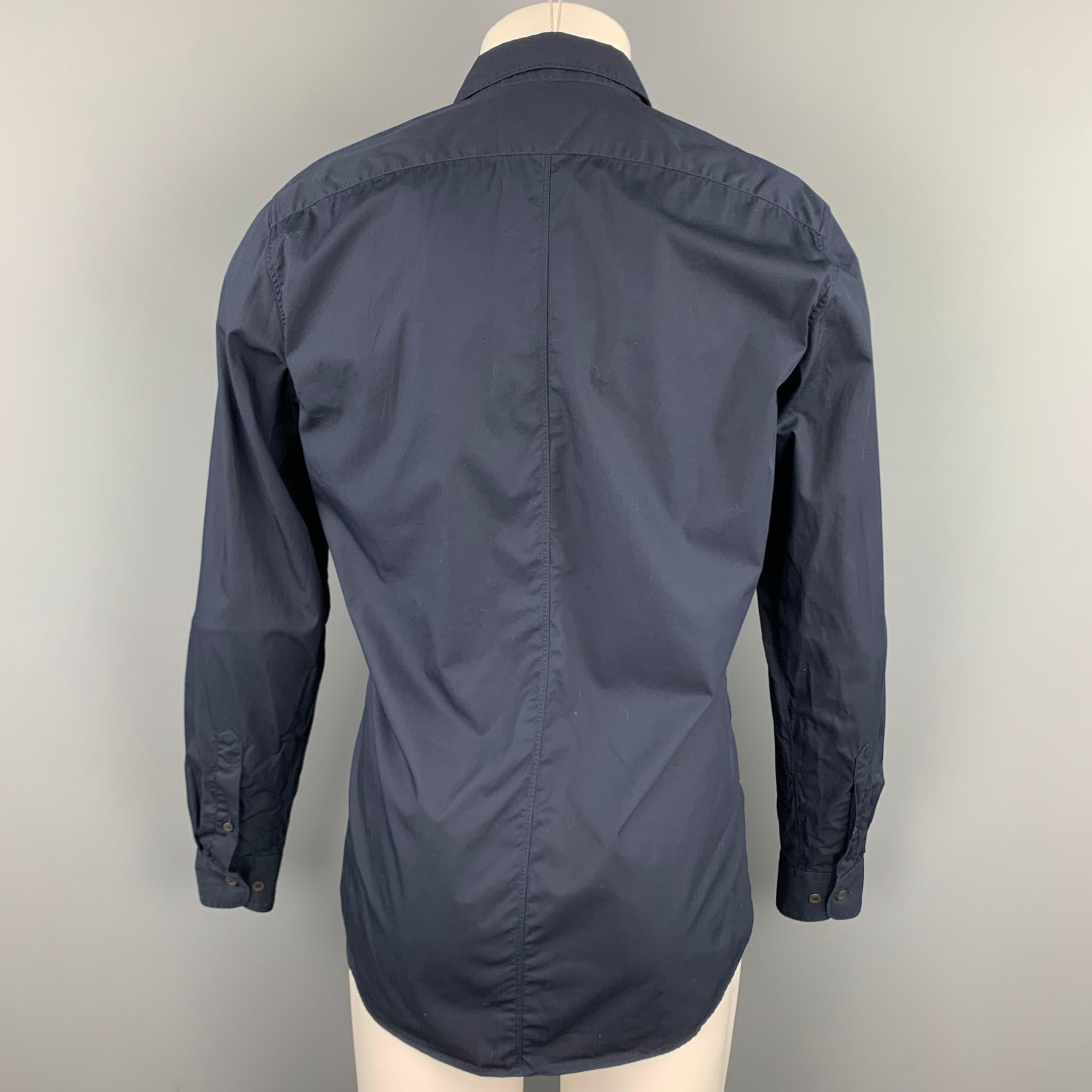 Black DRIES VAN NOTEN Size S Navy Cotton Button Up Long Sleeve Shirt