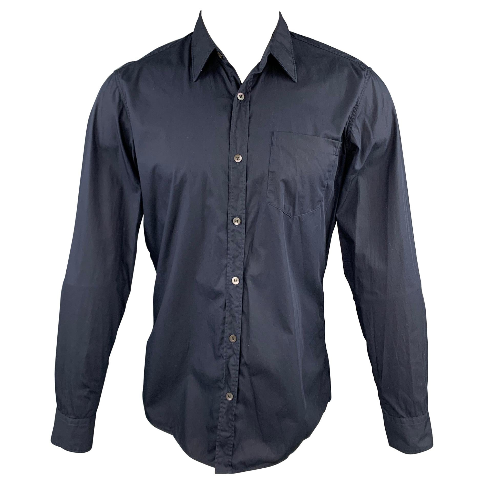 DRIES VAN NOTEN Size S Navy Cotton Button Up Long Sleeve Shirt