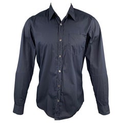 DRIES VAN NOTEN Size S Navy Cotton Button Up Long Sleeve Shirt
