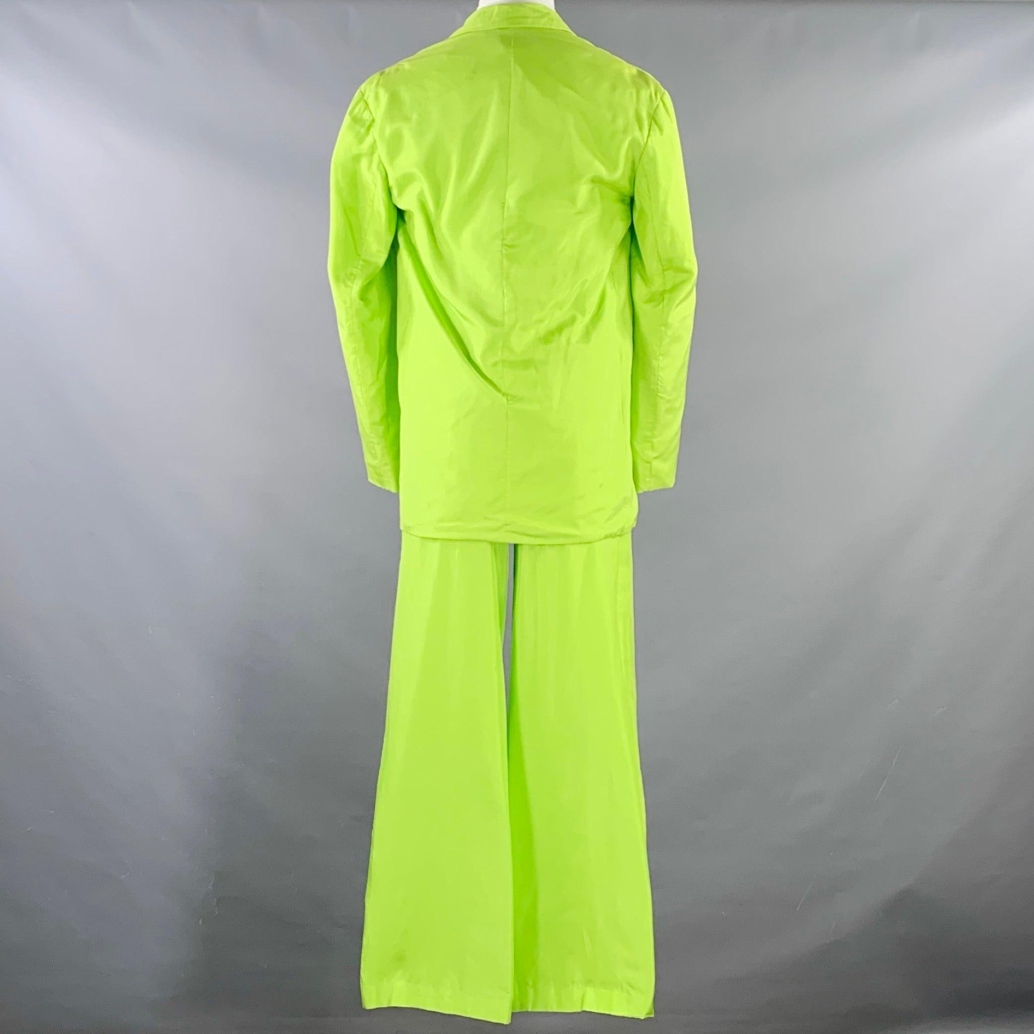 Yellow DRIES VAN NOTEN Size S Neon Green Silk Cotton Notch Lapel Suit