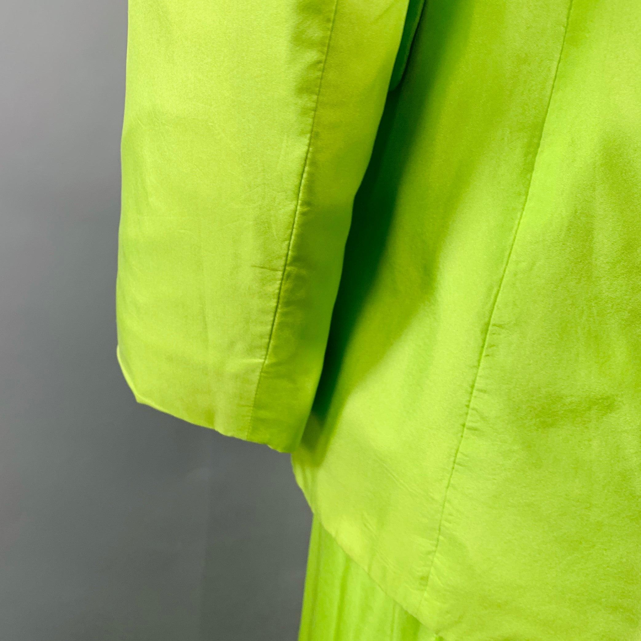 DRIES VAN NOTEN Size S Neon Green Silk Cotton Notch Lapel Suit 1