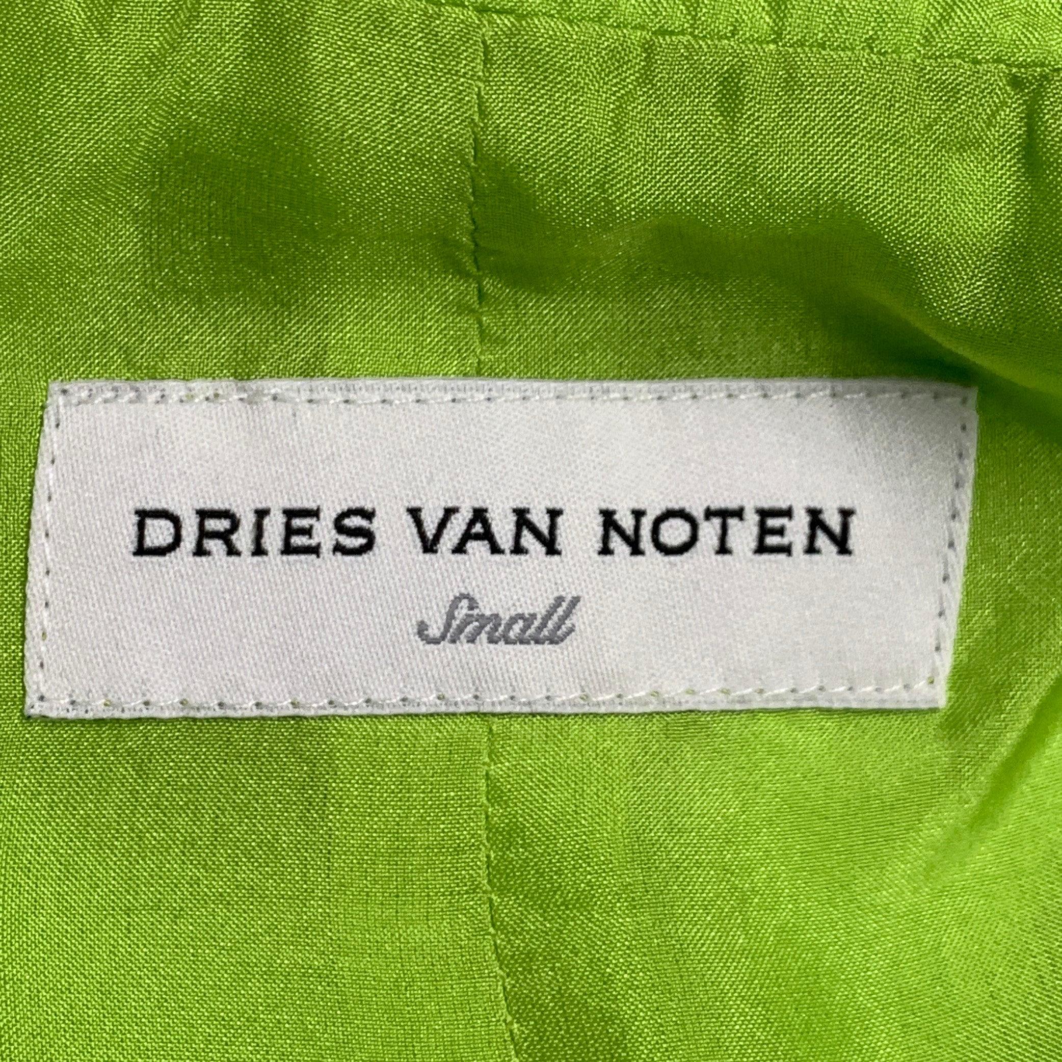 DRIES VAN NOTEN Size S Neon Green Silk Cotton Notch Lapel Suit 4