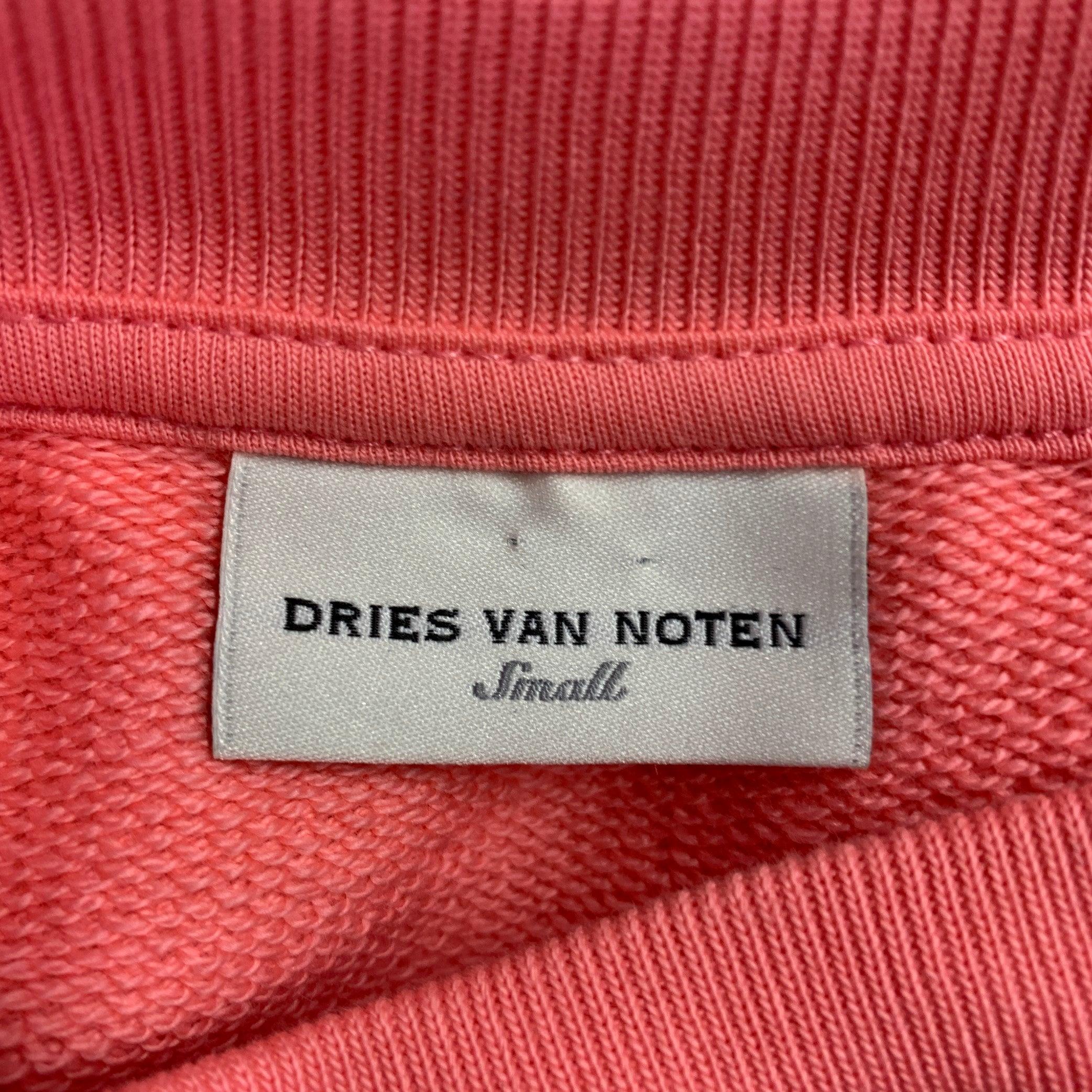 Men's DRIES VAN NOTEN Size S Pink Coral Cotton Crew Neck Sweatshirt For Sale