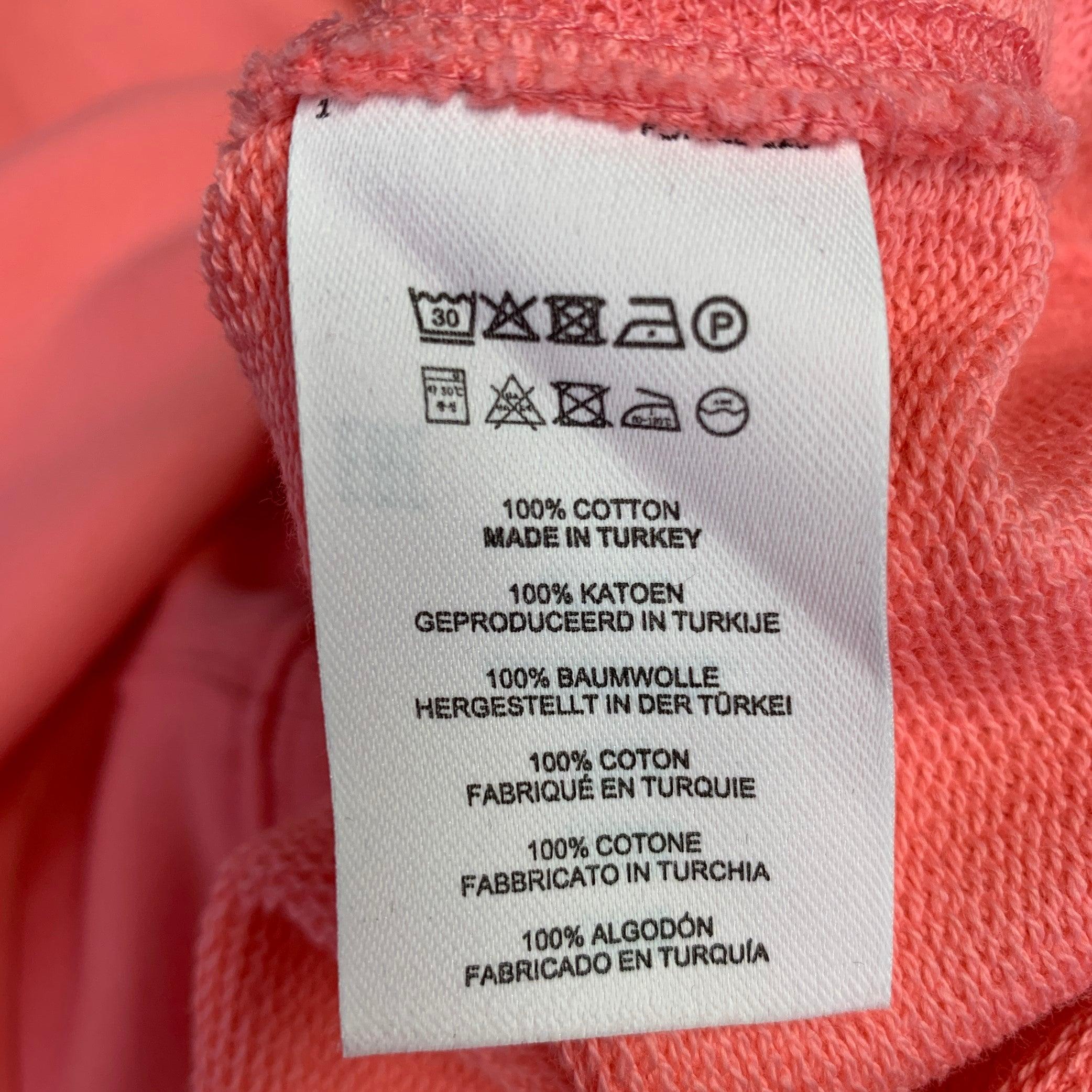 DRIES VAN NOTEN Size S Pink Coral Cotton Crew Neck Sweatshirt For Sale 1