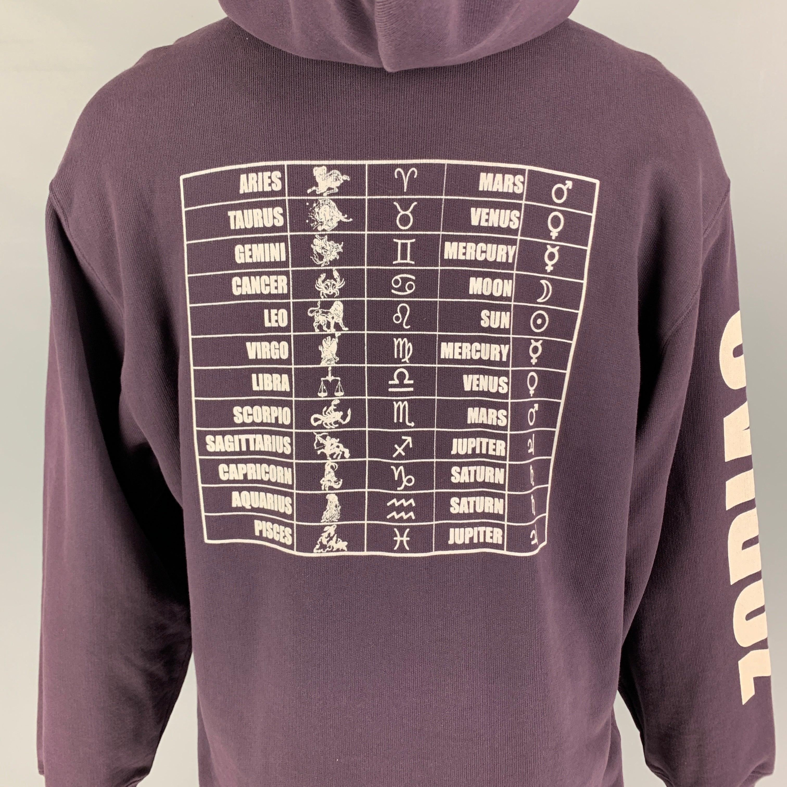 Men's DRIES VAN NOTEN Size S Purple Mauve Zodiac Graphic Cotton Oversized Sweatshirt For Sale