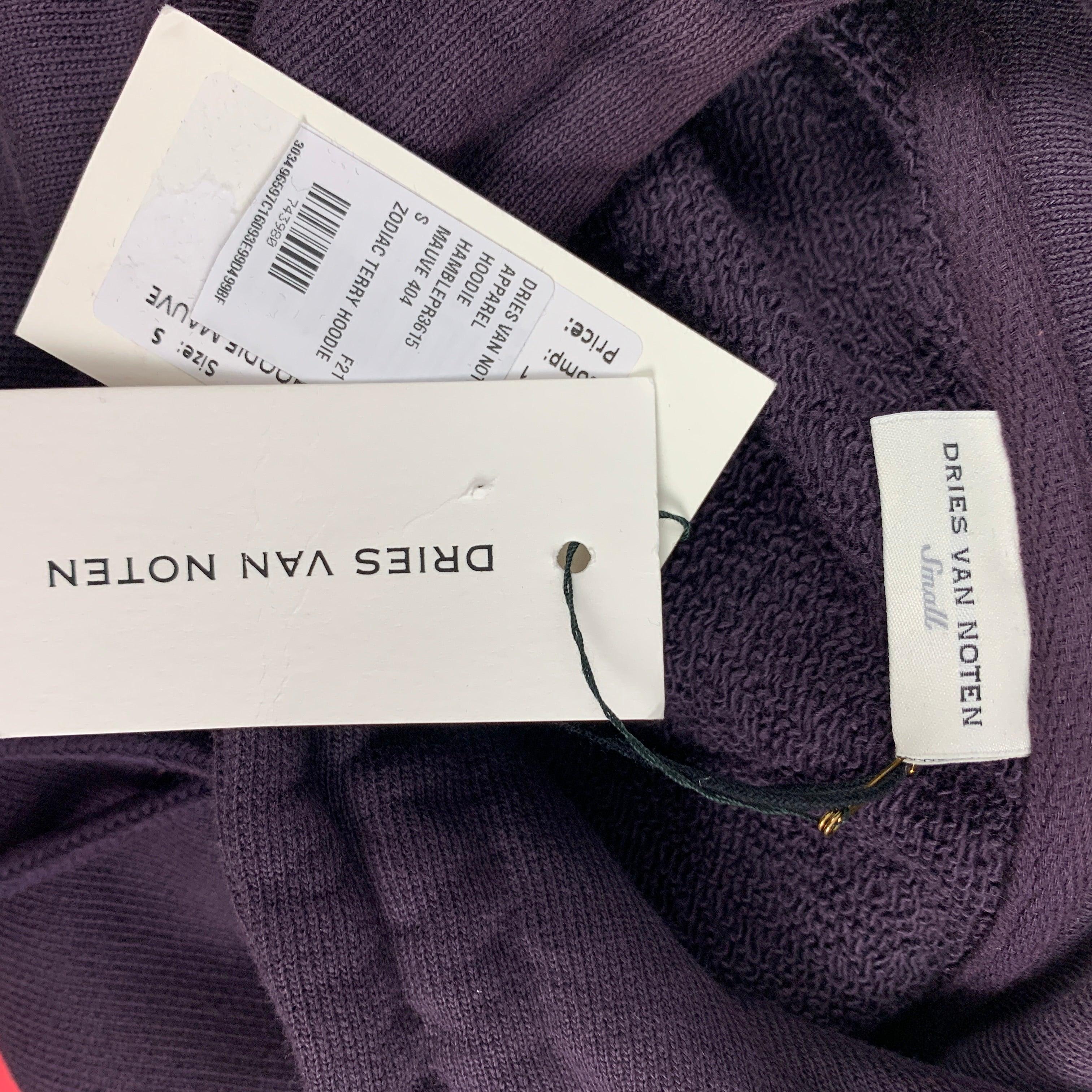 DRIES VAN NOTEN Size S Purple Mauve Zodiac Graphic Cotton Oversized Sweatshirt For Sale 2